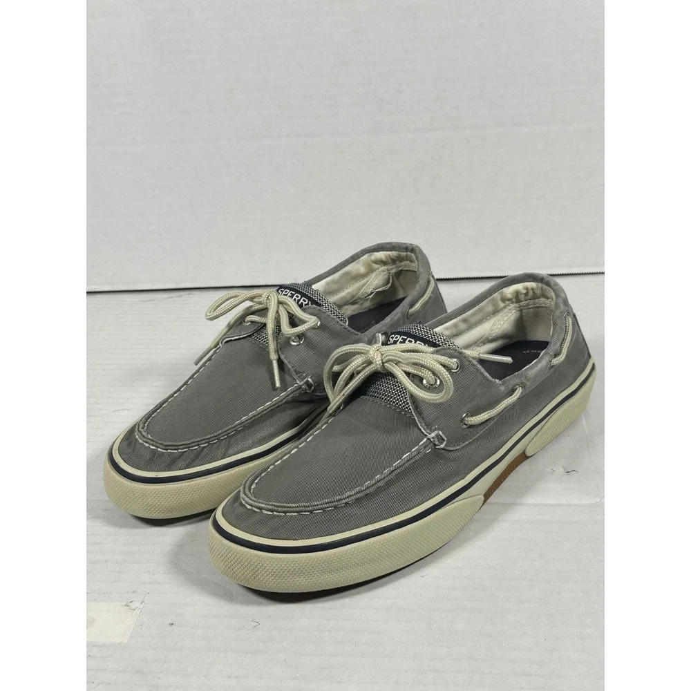 Sperry Bahama II Mens Grey Canvas Boat Shoes Sneakers 0772830 Size 10.5